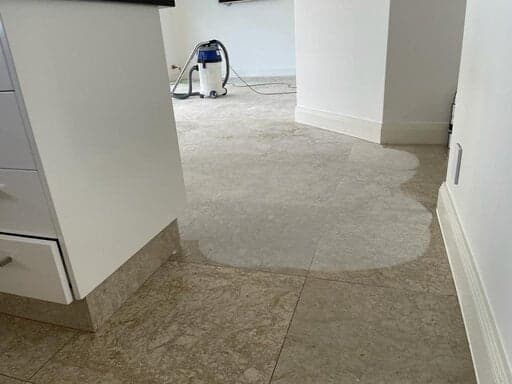 Stone floor being worked through successive diamond grits