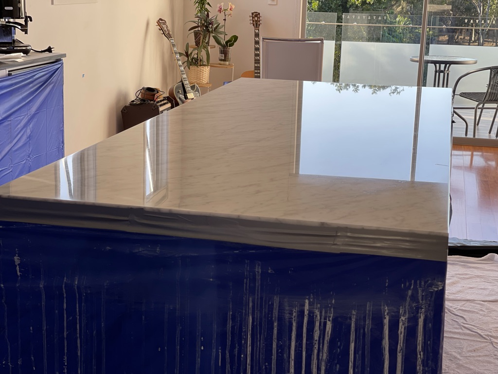 Chip repair on marble benchtop